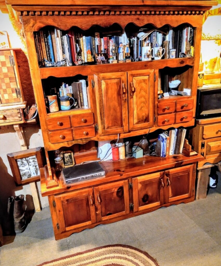 Brown wooden hutch